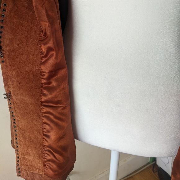 VTG C Concept Studded Suede Leather Jacket SZ 14 - Picture 4 of 12